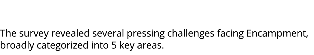  The survey revealed several pressing challenges facing Encampment, broadly categorized into 5 key areas. 